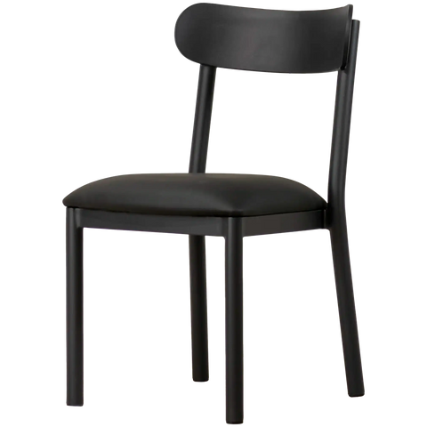 Abodo Chair With Anthracite Frame And Black Vinyl Seat, Viewed From Front Angle