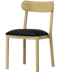 Abodo Chair With Natural Frame And Black Vinyl Seat, Viewed From Front Angle