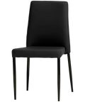 Adelaide Low Back Chair With Black Vinyl Upholstery And Black Legs, Viewed From Front