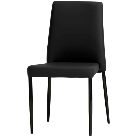 Adelaide Low Back Chair With Black Vinyl Upholstery And Black Legs, Viewed From Front