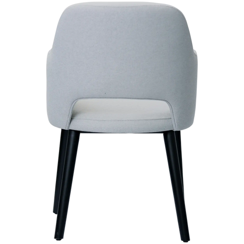 Alfi Armchair With Light Grey Woven Shell And Black Timber Legs, Viewed From Back