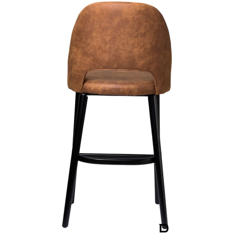 Alfi Bar Stool With Vintage Tan Shell And Black Timber Legs, Viewed From Angle At Back