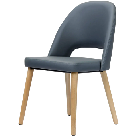 Alfi Chair With Anthracite Vinyl Shell And Trojan Oak Timber Legs, Viewed From Angle In Front