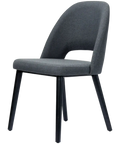 Alfi Chair With Anthracite Woven Shell And Black Timber Legs, Viewed From Angle In Front