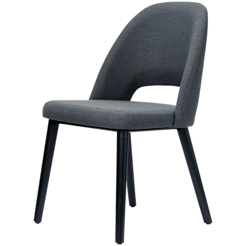 Alfi Chair With Anthracite Woven Shell And Black Timber Legs, Viewed From Angle In Front