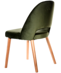 Alfi Chair With Avocado Velvet Shell And Trojan Oak Timber Legs, Viewed From Side Angle