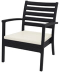Artemis XL By Siesta With Beige Seat Cushion Black, Viewed From Angle In Front