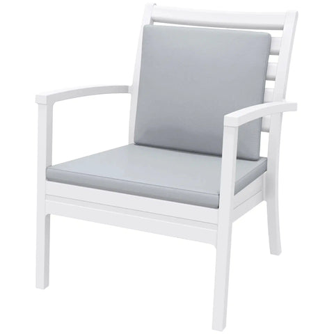 Artemis XL By Siesta With Light Grey Backrest And With White Seat Cushion, Viewed From Angle In Front