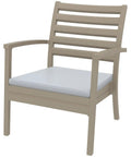 Artemis XL By Siesta With Light Grey Seat Cushion Taupe, Viewed From Angle In Front