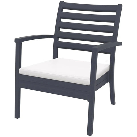 Artemis XL By Siesta With White Seat Cushion Anthracite, Viewed From Angle In Front