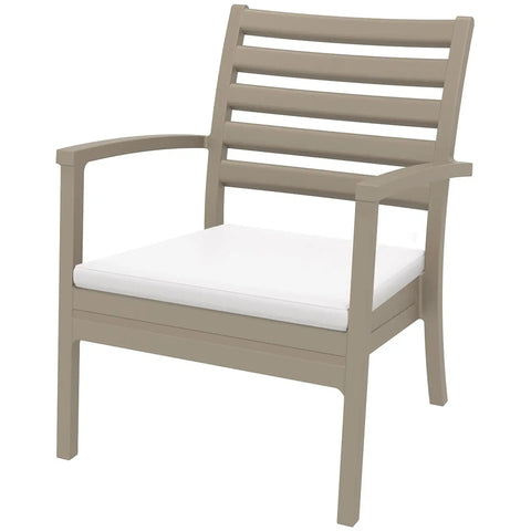 Artemis XL By Siesta With White Seat Cushion Taupe, Viewed From Angle In Front