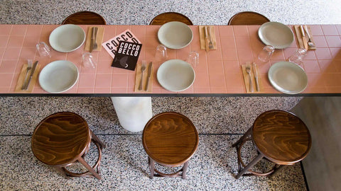 Bentwood Bar Stools And A Custom Tiled Table At Coccobello