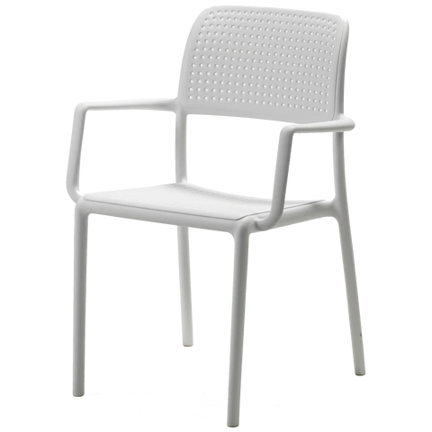 Bora Armchair By Nardi In White, Viewed From Angle In Front