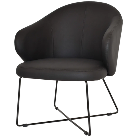 Boss Armchair In Black Vinyl With A Cross Sled In Black, Viewed From Angle In Front