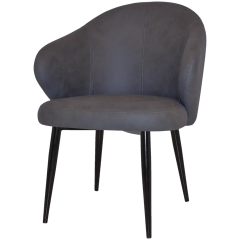 Boss Armchair In Pelle Navy With A Metal Leg In Black, Viewed From Angle In Front