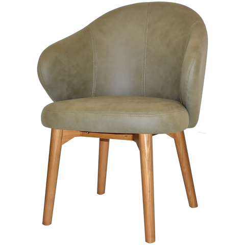 Boss Armchair In Pelle Sage With A Timber Light Oak Leg, Viewed From Angle In Front