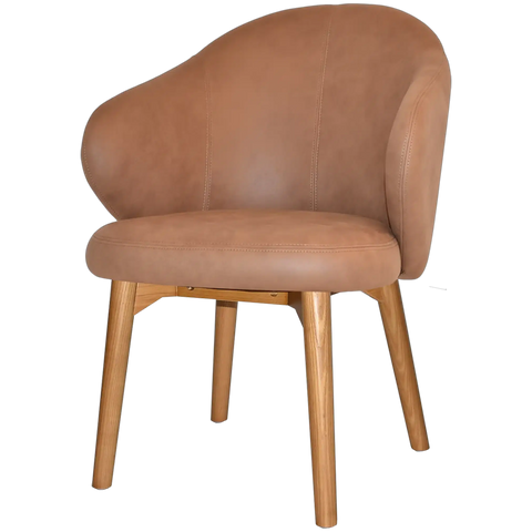 Boss Armchair In Pelle Tan With A Timber Light Oak Leg, Viewed From Angle In Front