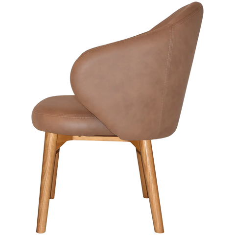 Boss Tub Chair Light Oak Timber 4 Leg With Pelle Tan Shell, Viewed From Side