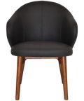 Boss Tub Chair Light Walnut Timber 4 Leg With Black Vinyl Shellack Metal 4 Leg With, Viewed From Front