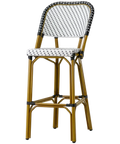 Calais Barstool With Backrest Black And White, Viewed From Angle