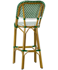Calais Barstool With Backrest Green And White, Viewed From Back