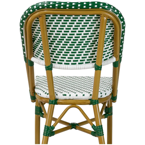 Calais Outdoor Parisian Chair Green And White, Viewed From From Behind