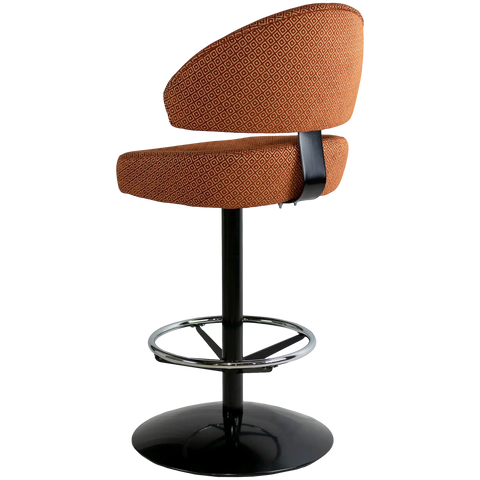 Canberra Gaming Stool With Warwick Alanis Terracotta Seat And Back And Black Dome Base, Viewed From Back Angle