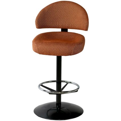 Canberra Gaming Stool With Warwick Alanis Terracotta Seat And Back Black Dome Base, Viewed From Front