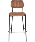 Candice Bar Stool In Eastwood Tan Vinyl, Viewed From Front