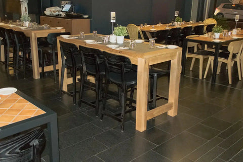 Black Caprice Bar Stools And Custom Tiled Tables At The Holdy