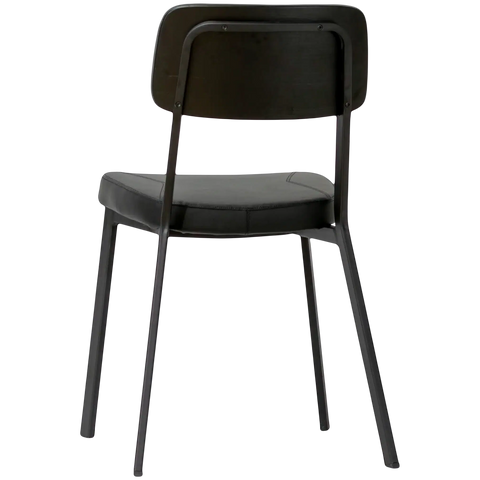 Caprice Restaurant Chair Black Backrest Black Vinyl Seat Black Frame Angle From Behind