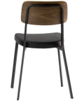 Caprice Restaurant Chair Walnut Veneer Backrest Black Vinyl Seat Black Frame Angle From Behind