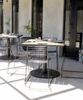 Carlton Round Table Base With Custom Melamine Table Tops At Coccobello Outside Dining