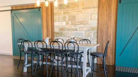 Custom Powdercoated Coleman Bistro Bar Stool With Backrest In Main Dining At The Bartley Hotel