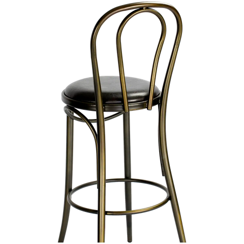 Coleman Bistro Barstool With Back In Distressed Copper, Viewed Close From Back Angle