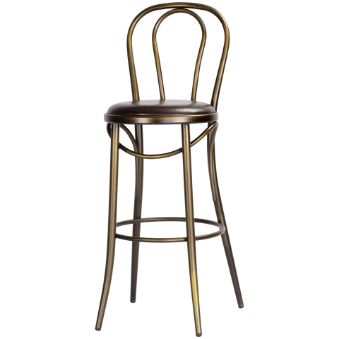 Coleman Bistro Barstool With Back In Distressed Copper, Viewed From Front Angle