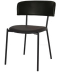 Como Dining Chair With Black Metal Frame And Black Vinyl Seat And Back, Viewed From Angle In Front