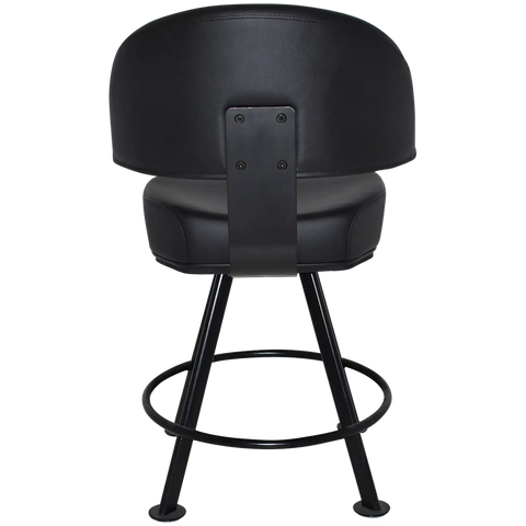 Cowell Gaming Stool In Black Vinyl On Black 4 Way Base, Viewed From Behind