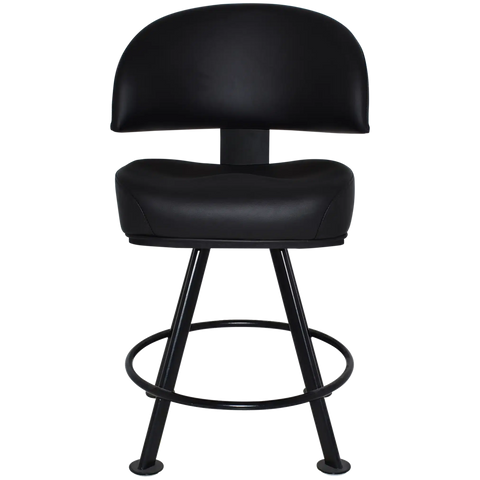 Cowell Gaming Stool In Black Vinyl On Black 4 Way Base, Viewed From Front