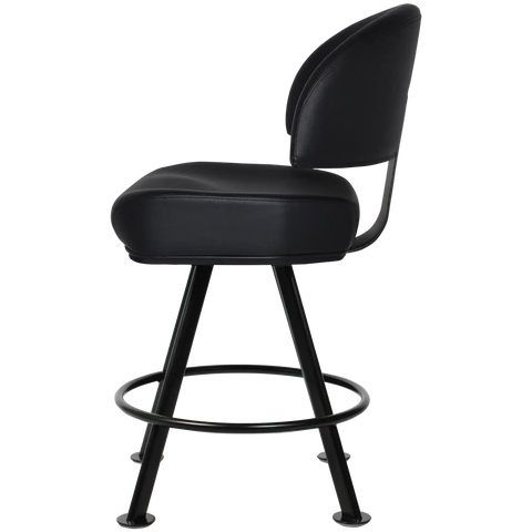 Cowell Gaming Stool In Black Vinyl On Black 4 Way Base, Viewed From Side