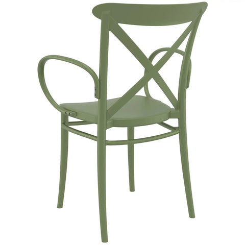 Cross Armchair By Siesta In Olive Green, Viewed From Behind On Angle