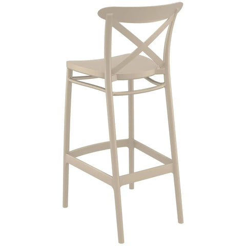 Cross Bar Stool By Siesta In Taupe, Viewed From Behind On Angle