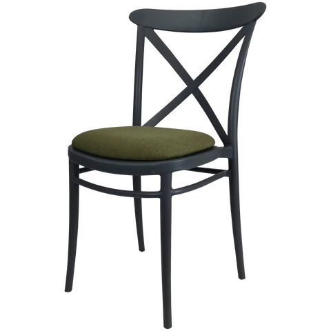 Cross Chair By Siesta In Anthracite With 4 Seat Pad, Viewed From Angle