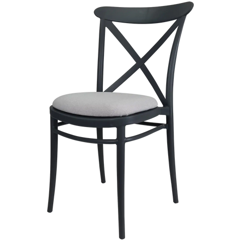 Cross Chair By Siesta In Anthracite With Light Grey Seat Pad, Viewed From Angle
