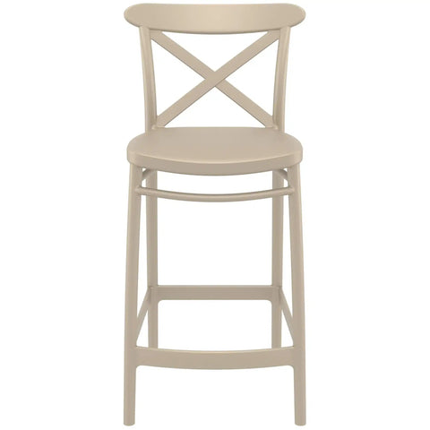 Cross Counter Stool By Siesta In Taupe, Viewed From Front