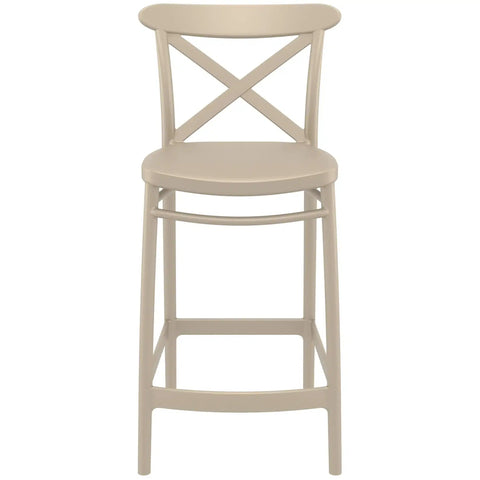 Cross Counter Stool By Siesta In Taupe, Viewed From Front