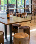 Sia Low Stools With Carlton Rectangle  Table Base And Tasmanian Oak Table Tops Coleman Spinner Stools At Wolf Blass Dining