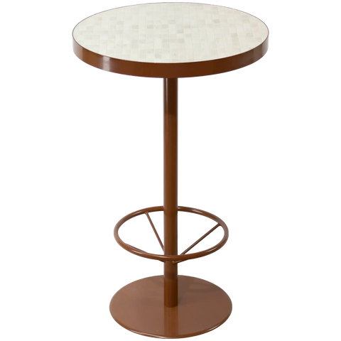Custom Tiled Carlton Bar Table Withfoot Ring In Terrain Powder Coat