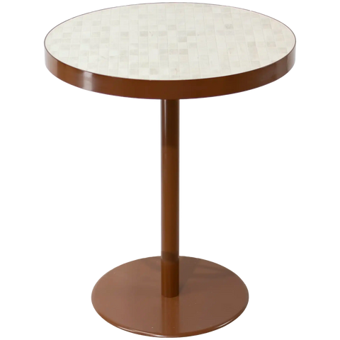 Custom Tiled Pedestal Table With Terrain Satin Powder-Coat