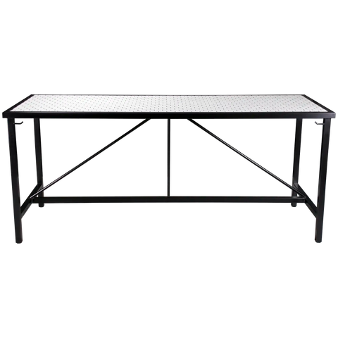 Custom Tiled Regency Bar Table In Black Powder Coat, Viewed From Front